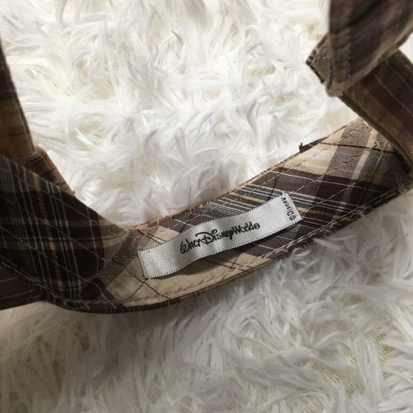 Walt Disney World Visor Hat Plaid Brown Mickey tan unisex spellout tan summer - Picture 5 of 6